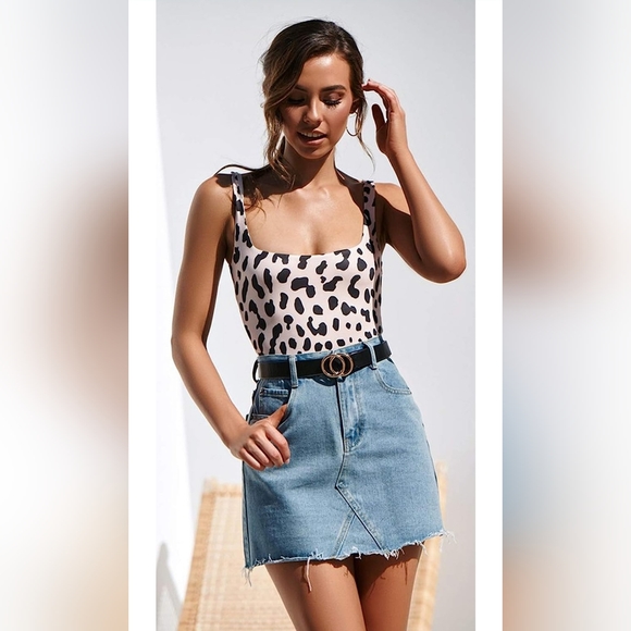 🆕️🏷 One Piece U-Neck Tummy Control Slimming Strap Backless swimsuit leopard S - Picture 3 of 10